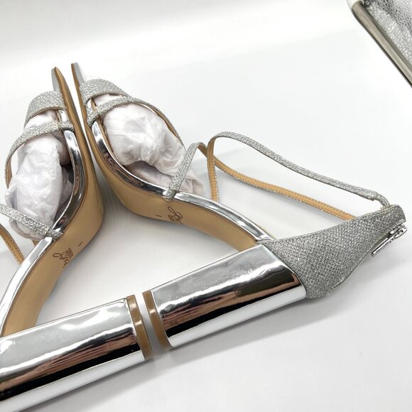 Jewel Badgley Mischka Womens Size 9 Gale Silver Dress Sandals Heels Shoes - Picture 11 of 16
